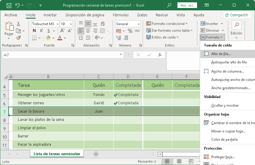 Ajustar el alto de filas de Excel