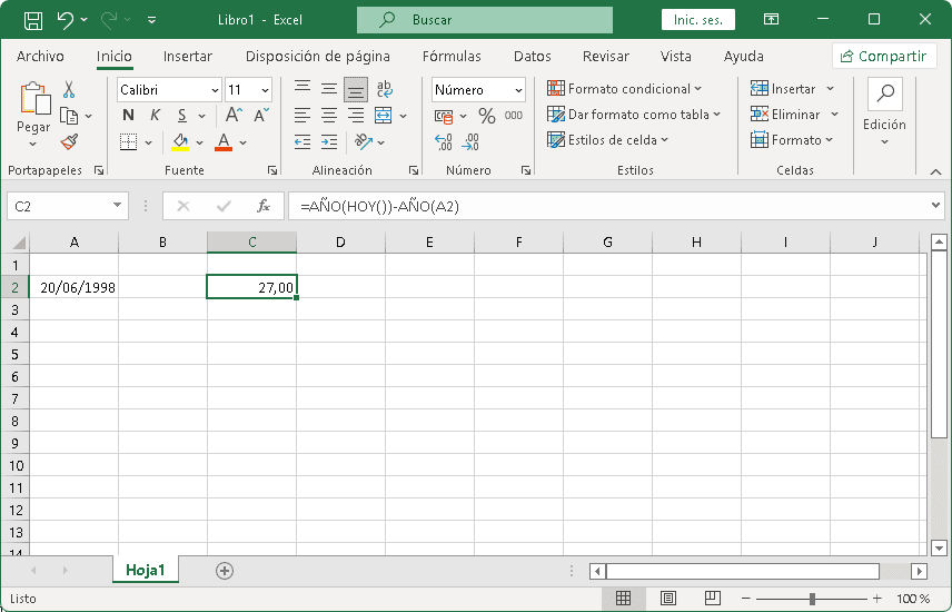 Calcular la edad de una persona en Excel Calcular la edad de una persona en Excel