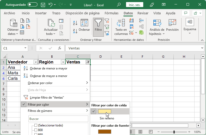 Filtrar datos por colores en Excel Filtrar datos por colores en Excel