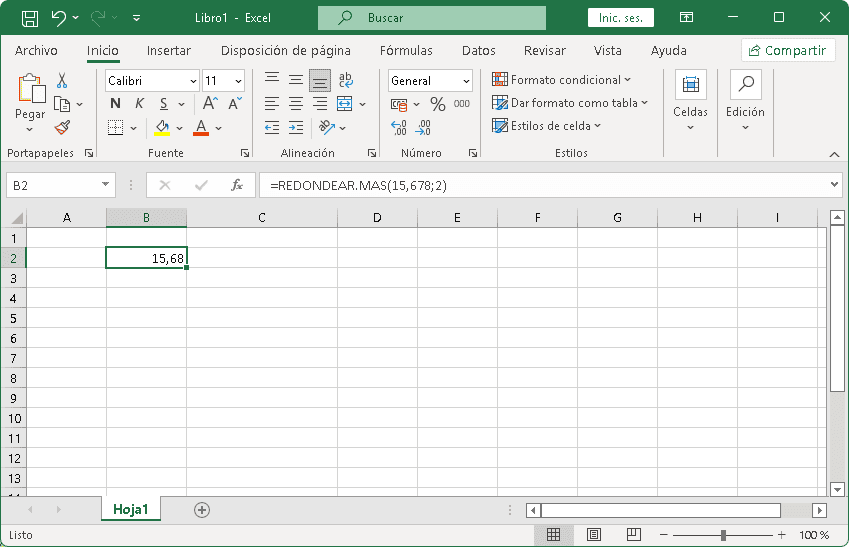 Función REDONDEAR.MAS en Excel