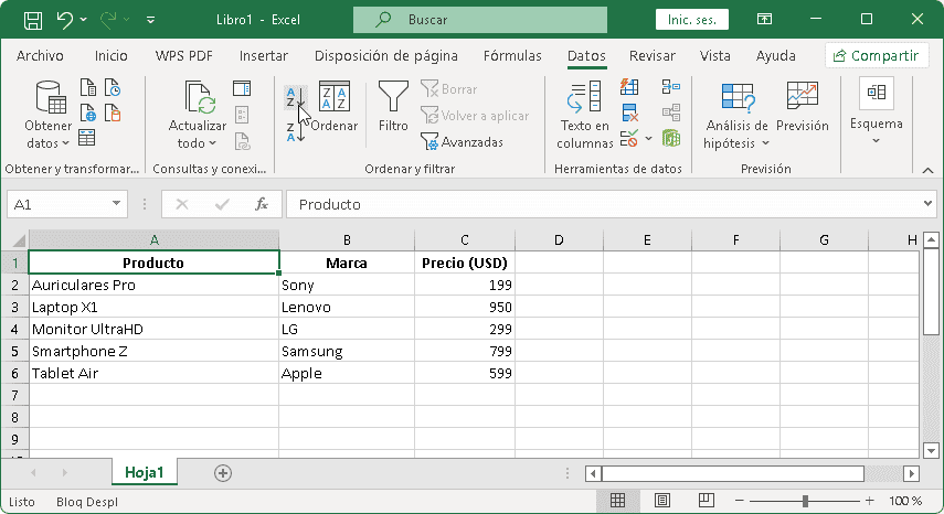Ordenar datos alfabéticamente en Excel Ordenar datos alfabéticamente en Excel