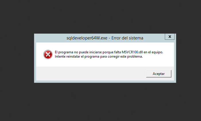 El programa no puede iniciarse porque falta MSVCR100.dll en el equipo. El programa no puede iniciarse porque falta MSVCR100.dll en el equipo.