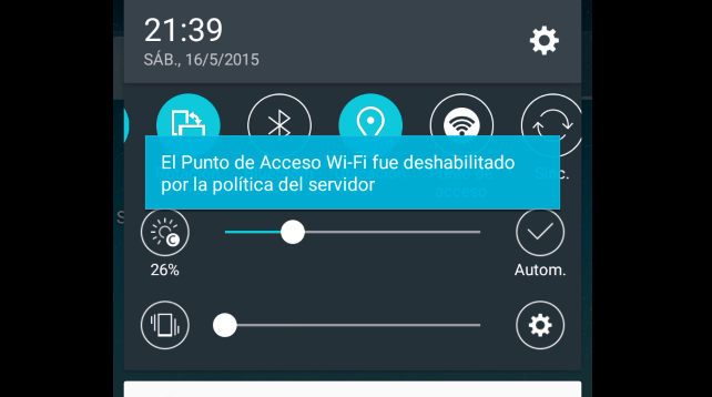 El Punto de Acceso Wi-Fi fue deshabilitado por la política del servidor El Punto de Acceso Wi-Fi fue deshabilitado por la política del servidor